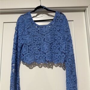Blue Lace Cropped Top